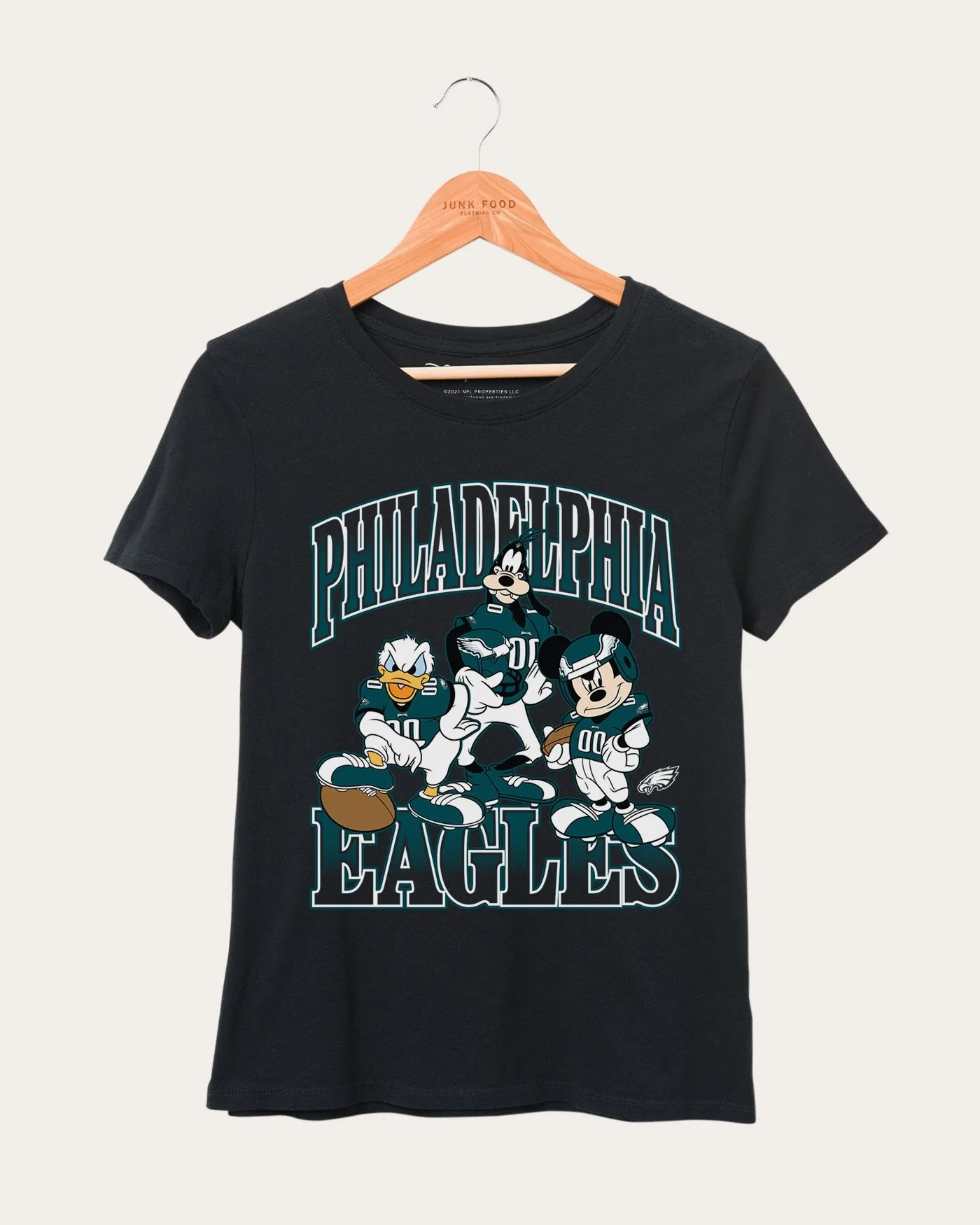 Women's Eagles Disney Huddle Up Tee sold by Junk Food Clothing
