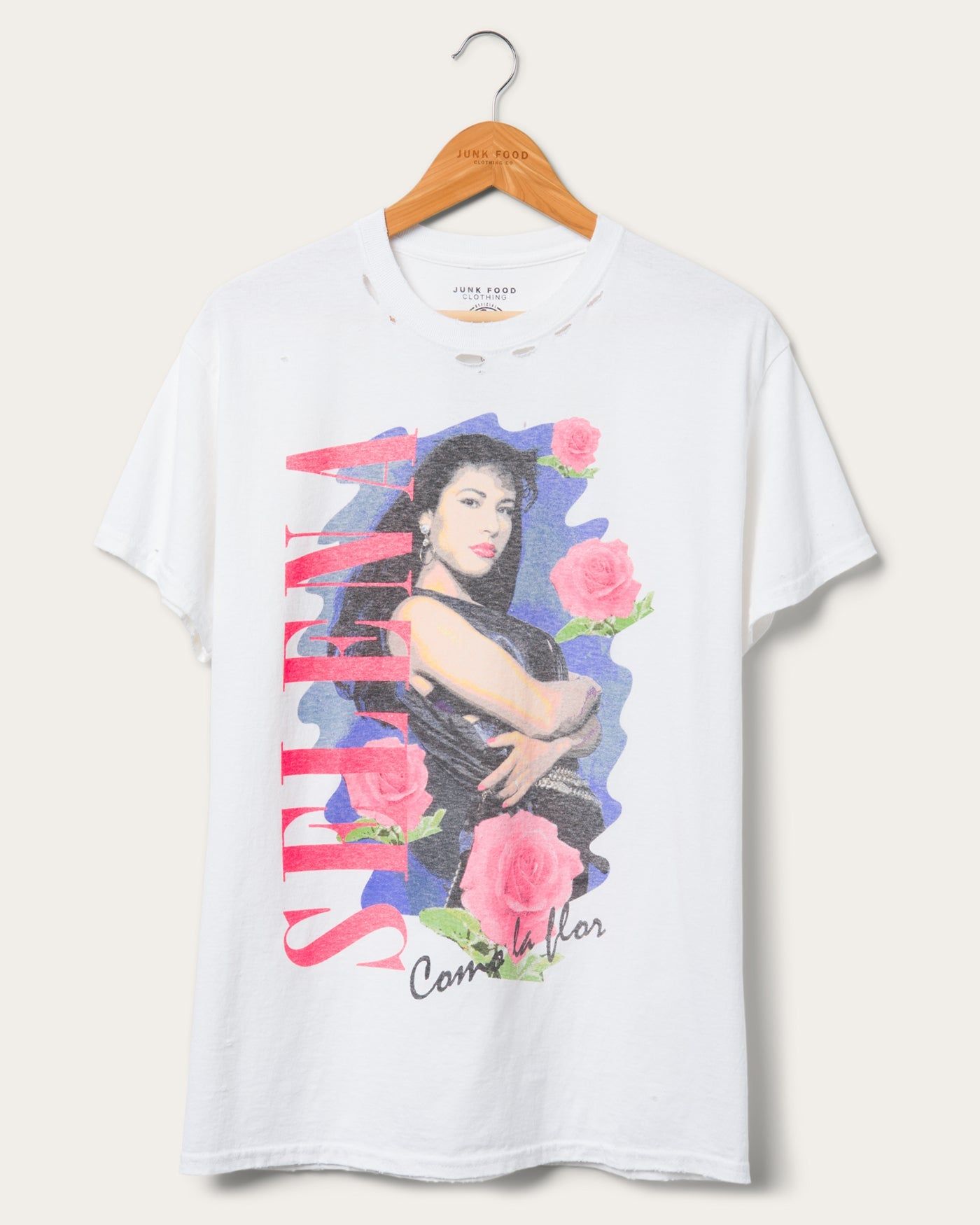Women's Selena Como La Flor Flea Market Destroy Tee sold by Junk Food Clothing