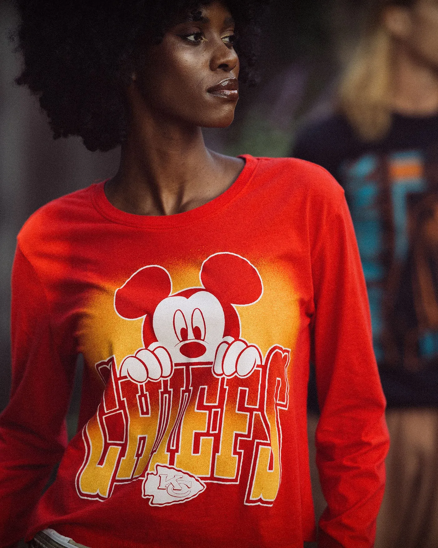 Women's Kansas City Chiefs Mickey Hang on Crop Long Sleeve sold by Junk Food Clothing product image thumbnail 3