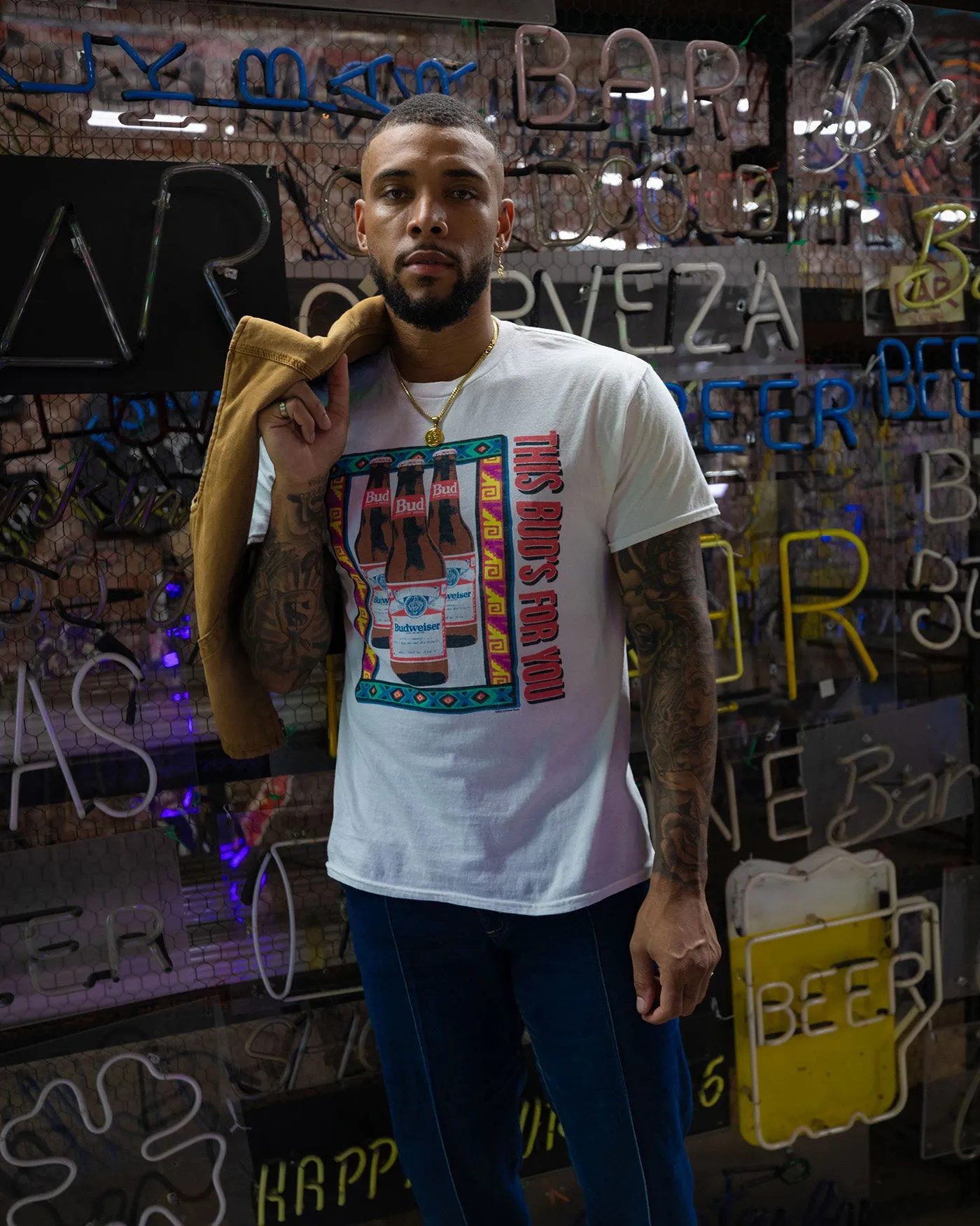 Budweiser This Bud's For You Frame Flea Market Tee sold by Junk Food Clothing product image thumbnail 2