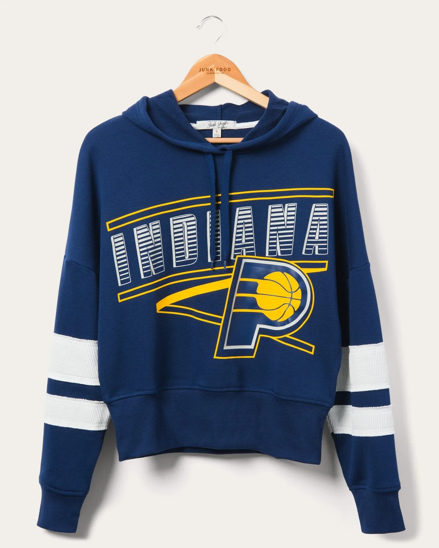 Women's Pacers Overtime Striped Fleece Hoodie sold by Junk Food Clothing