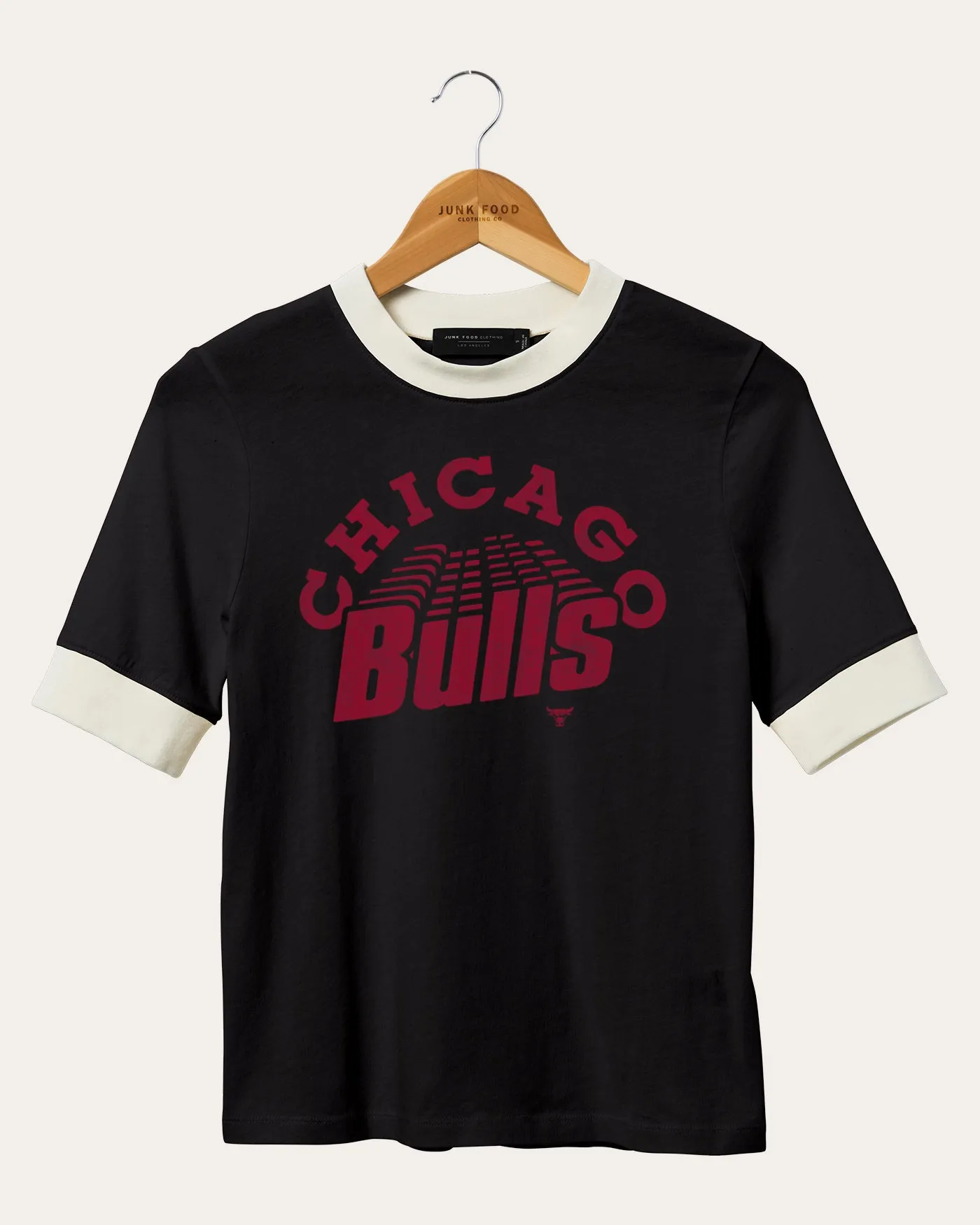Women's NBA Chicago Bulls Slim Ringer Tee sold by Junk Food Clothing