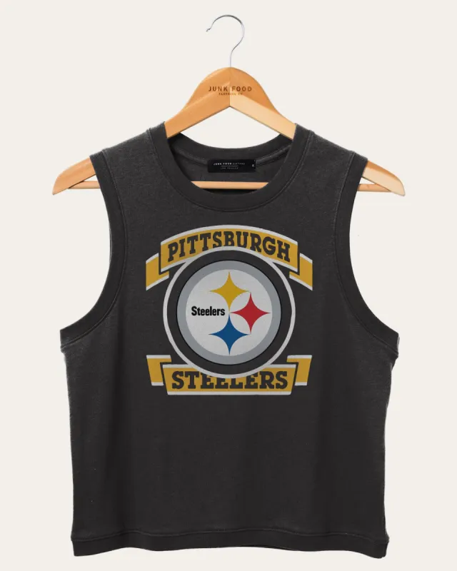 Women's NFL Pittsburgh Steelers Rib Ringer Muscle Tank made by Junk Food Clothing