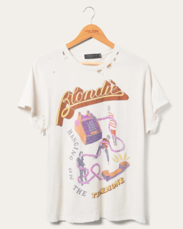 Women's Blondie Hanging On The Telephone Vintage Destroy Tee sold by Junk Food Clothing