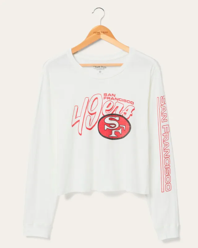 Women's San Francisco 49ers Touchdown Long Sleeve Crop Tee sold by Junk Food Clothing
