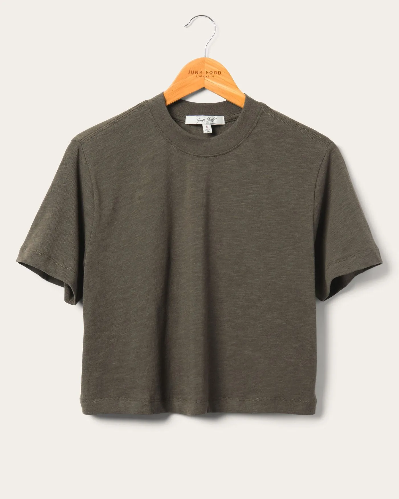 Women's Crop Mock Neck Tee sold by Junk Food Clothing