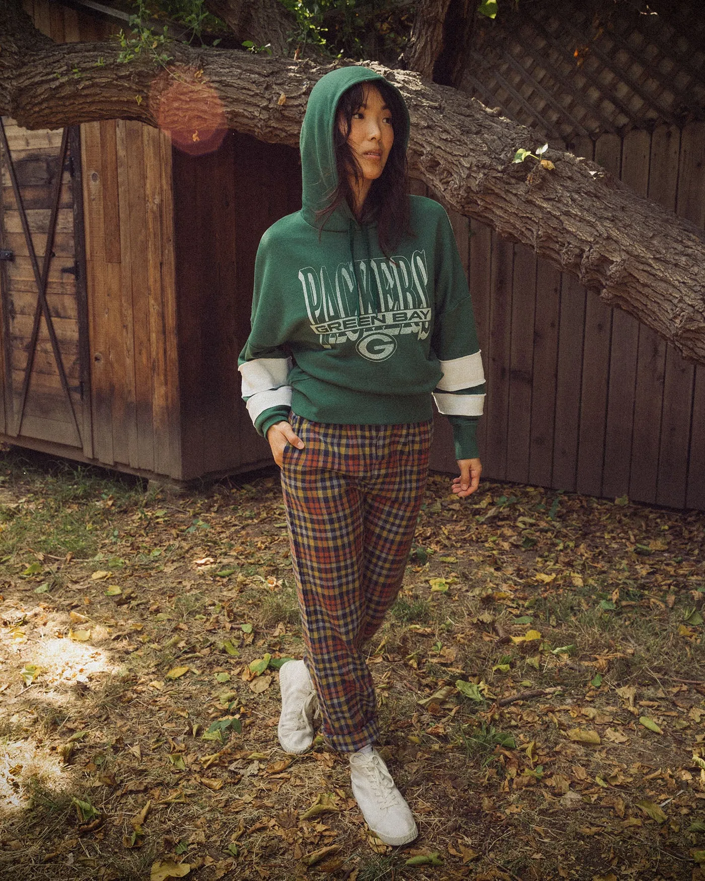 Women's Green Bay Packers Stripe Hoodie sold by Junk Food Clothing product image thumbnail 2