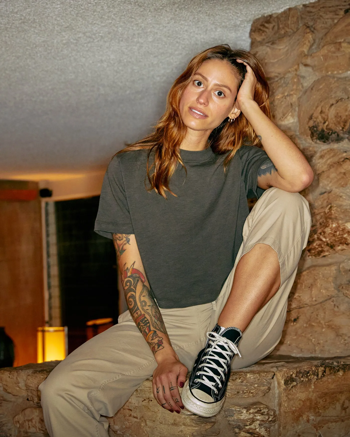 Women's Crop Mock Neck Tee sold by Junk Food Clothing product image thumbnail 2