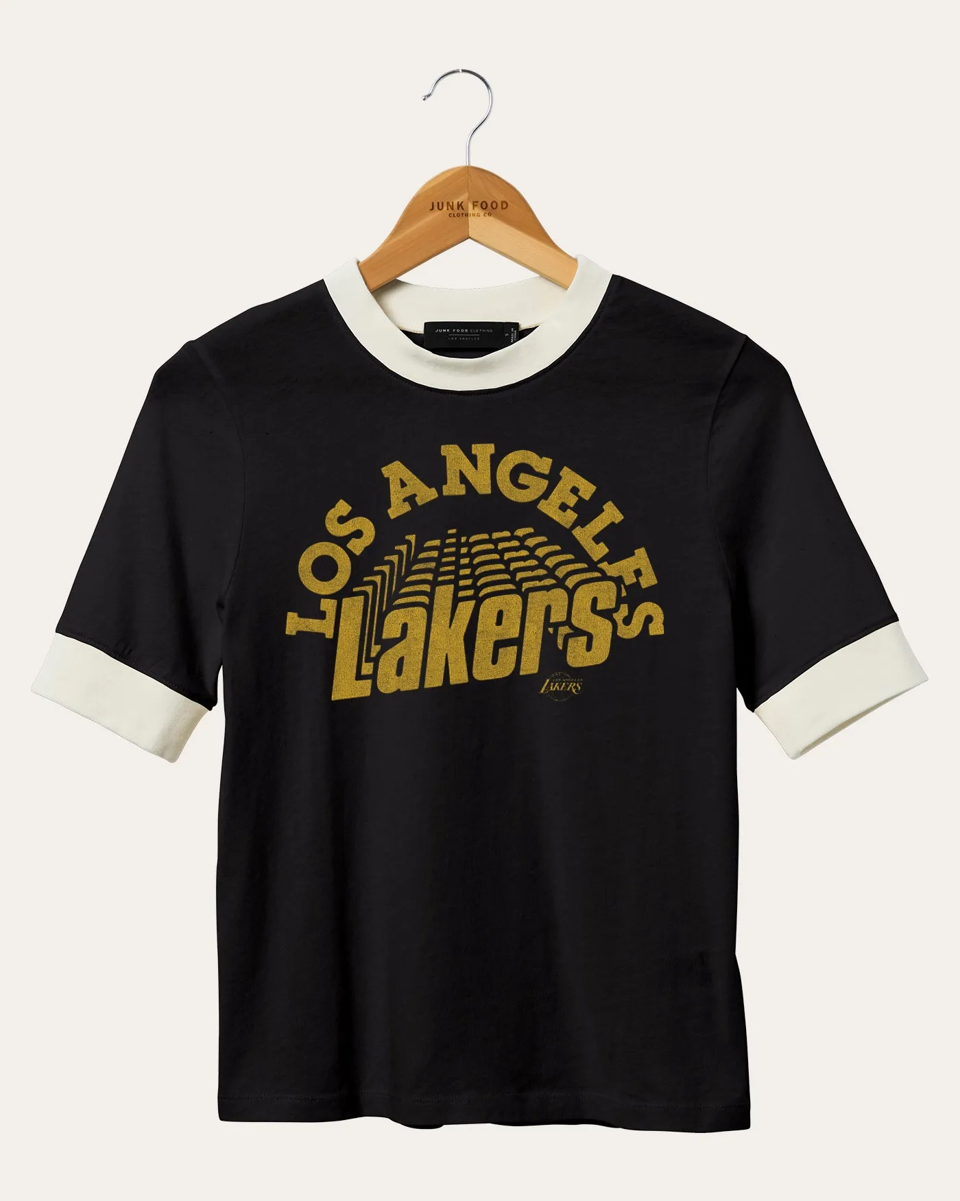 Women's NBA Los Angeles Lakers Slim Ringer Tee sold by Junk Food Clothing