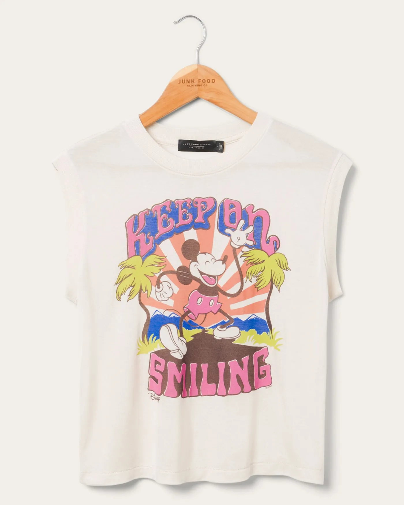 Women's Mickey Keep On Smiling Vintage Tissue Tank sold by Junk Food Clothing