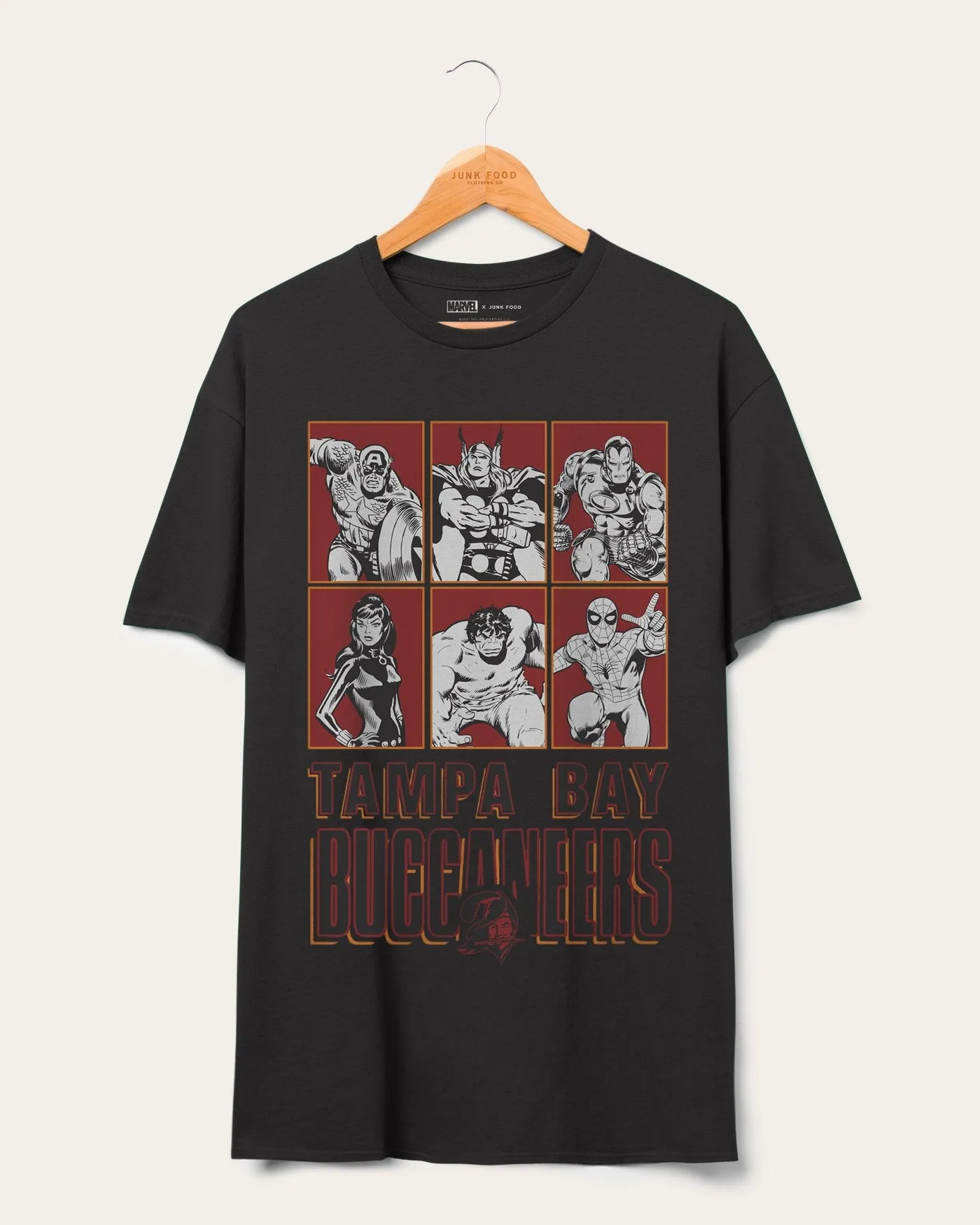 Buccaneers Marvel The Avengers Line Up Tee sold by Junk Food Clothing