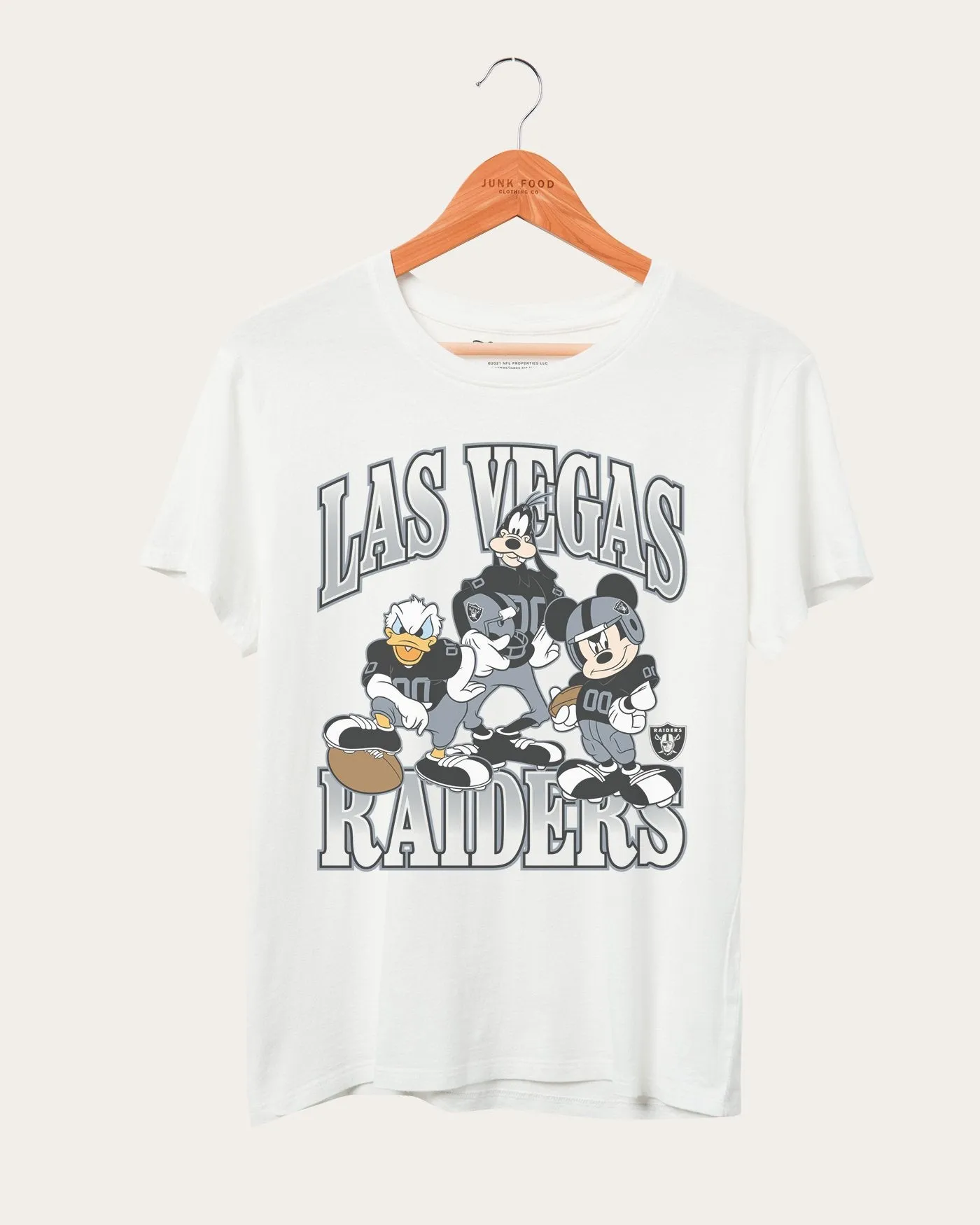 Women's Raiders Disney Huddle Up Tee sold by Junk Food Clothing