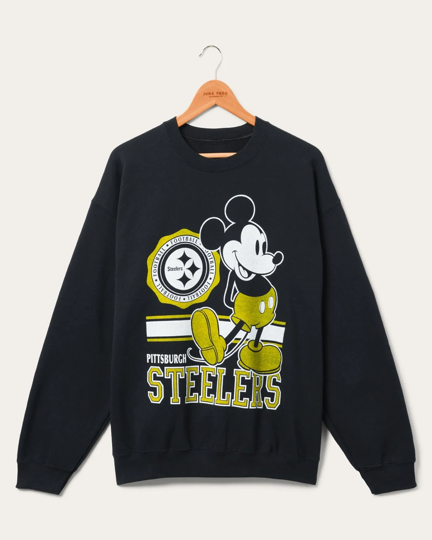 Pittsburgh Steelers Mickey Crew Fleece sold by Junk Food Clothing