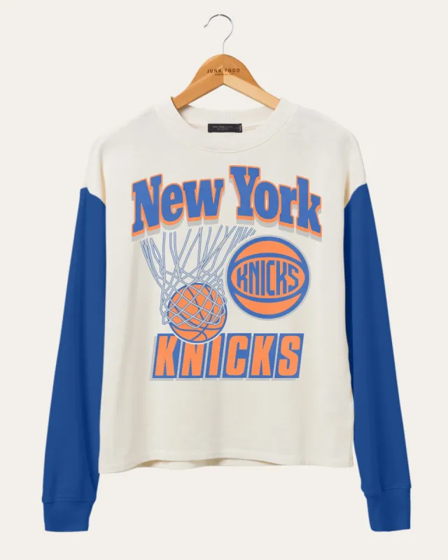 Women's NBA New York Knicks Contrast Long Sleeve Crew sold by Junk Food Clothing