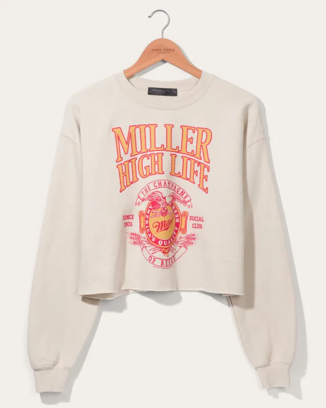 Women's Miller High Life Sportsman's Club Fleece Crop sold by Junk Food Clothing