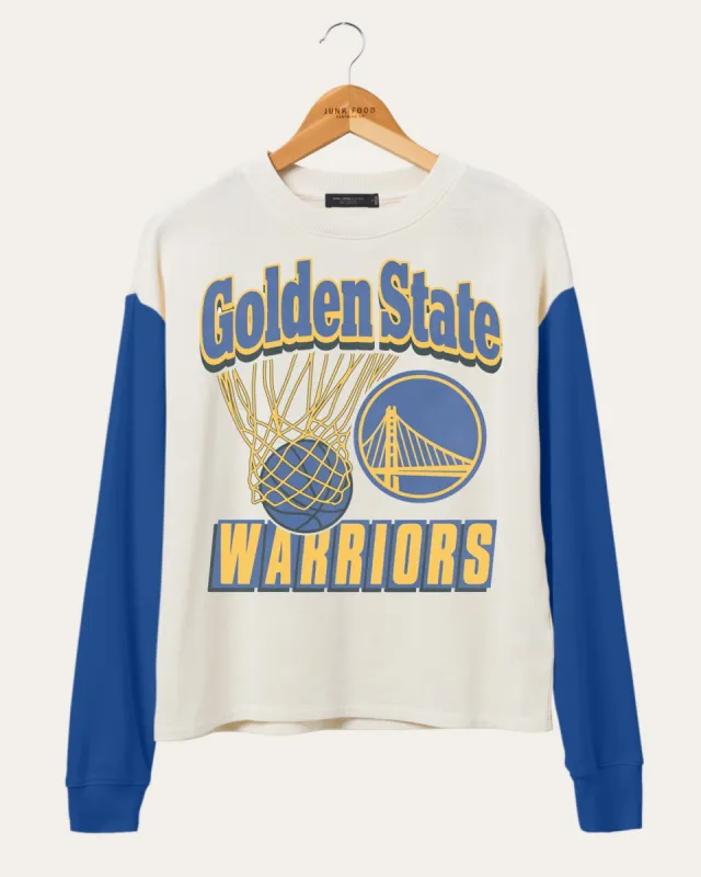 Women's NBA Golden State Warriors Contrast Long Sleeve Crew sold by Junk Food Clothing