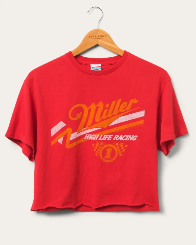 Women's Miller High Life Racing Logo Cropped Flea Market Tee sold by Junk Food Clothing