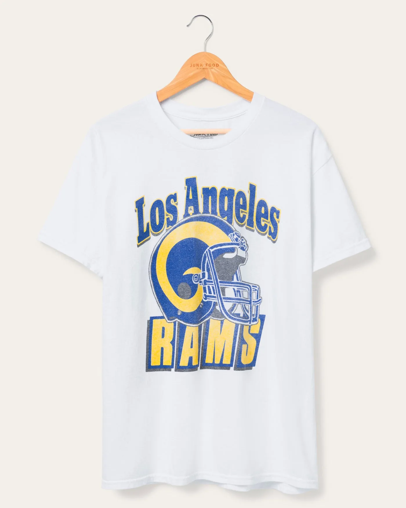 Los Angeles Rams Throwback Helmet Flea Market Tee sold by Junk Food Clothing