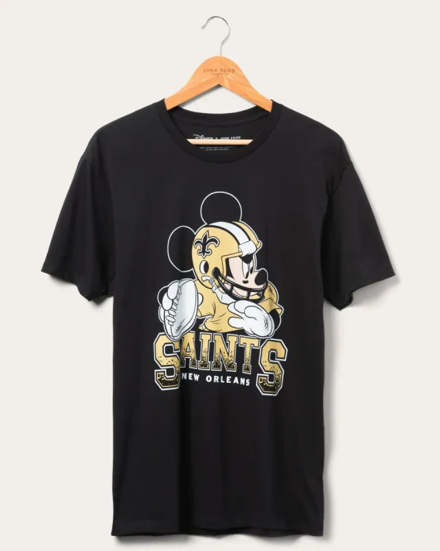 Disney x Junk Food x NFL Mickey Quarterback Saints Tee sold by Junk Food Clothing