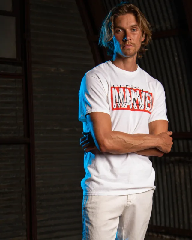 MENS MARVEL DRAWN LOGO TEE sold by Junk Food Clothing