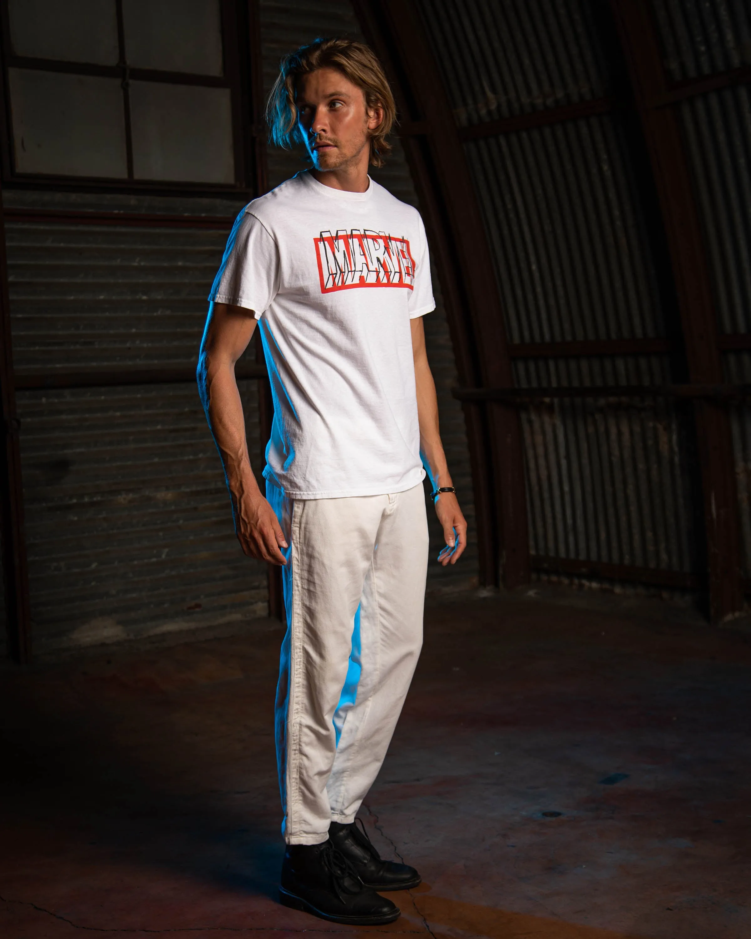 MENS MARVEL DRAWN LOGO TEE sold by Junk Food Clothing product image thumbnail 3