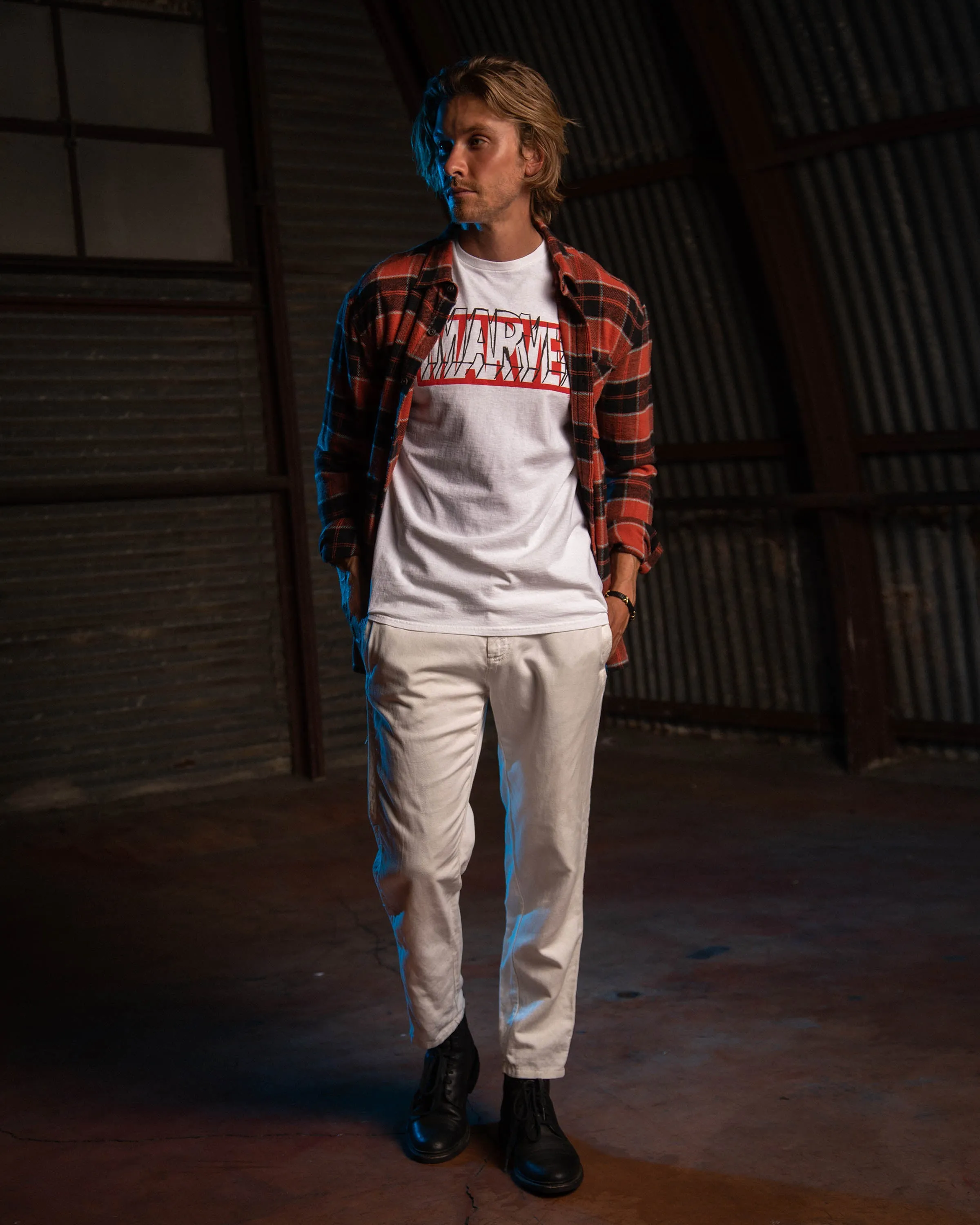 MENS MARVEL DRAWN LOGO TEE sold by Junk Food Clothing product image thumbnail 2