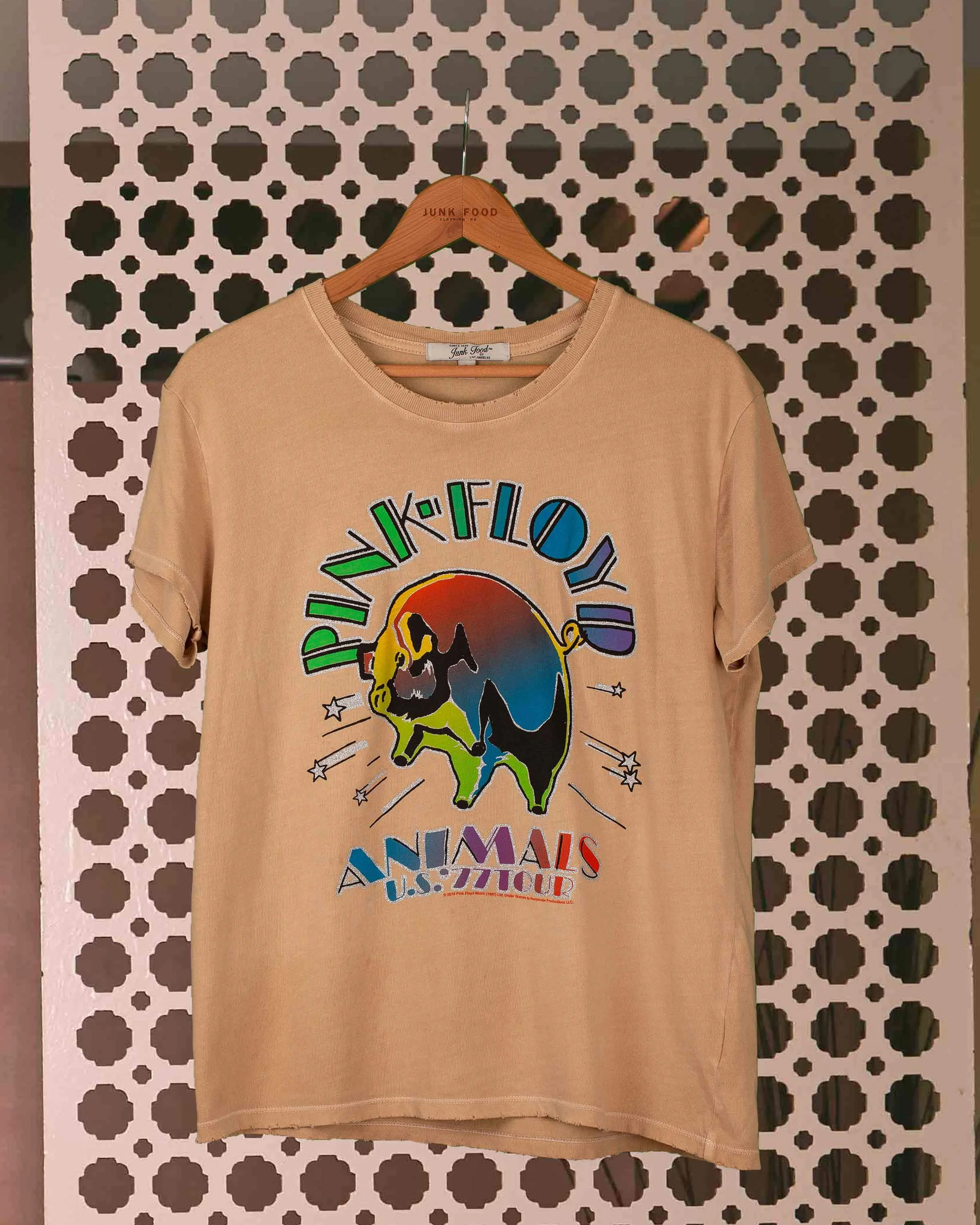 WOMENS GLITTER PINK FLOYD VINTAGE TEE sold by Junk Food Clothing product image thumbnail 2