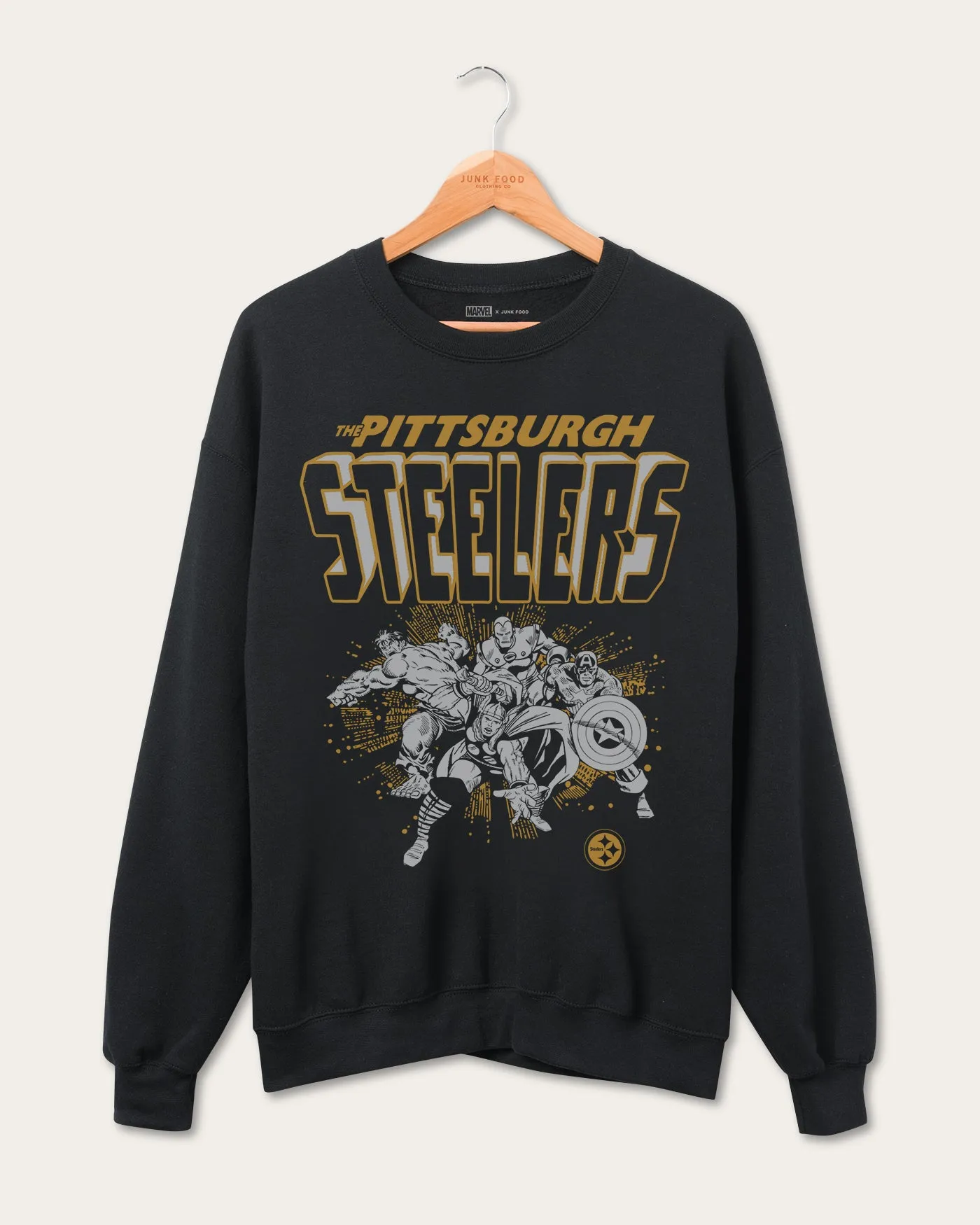 Steelers Avengers Throwback Crew sold by Junk Food Clothing