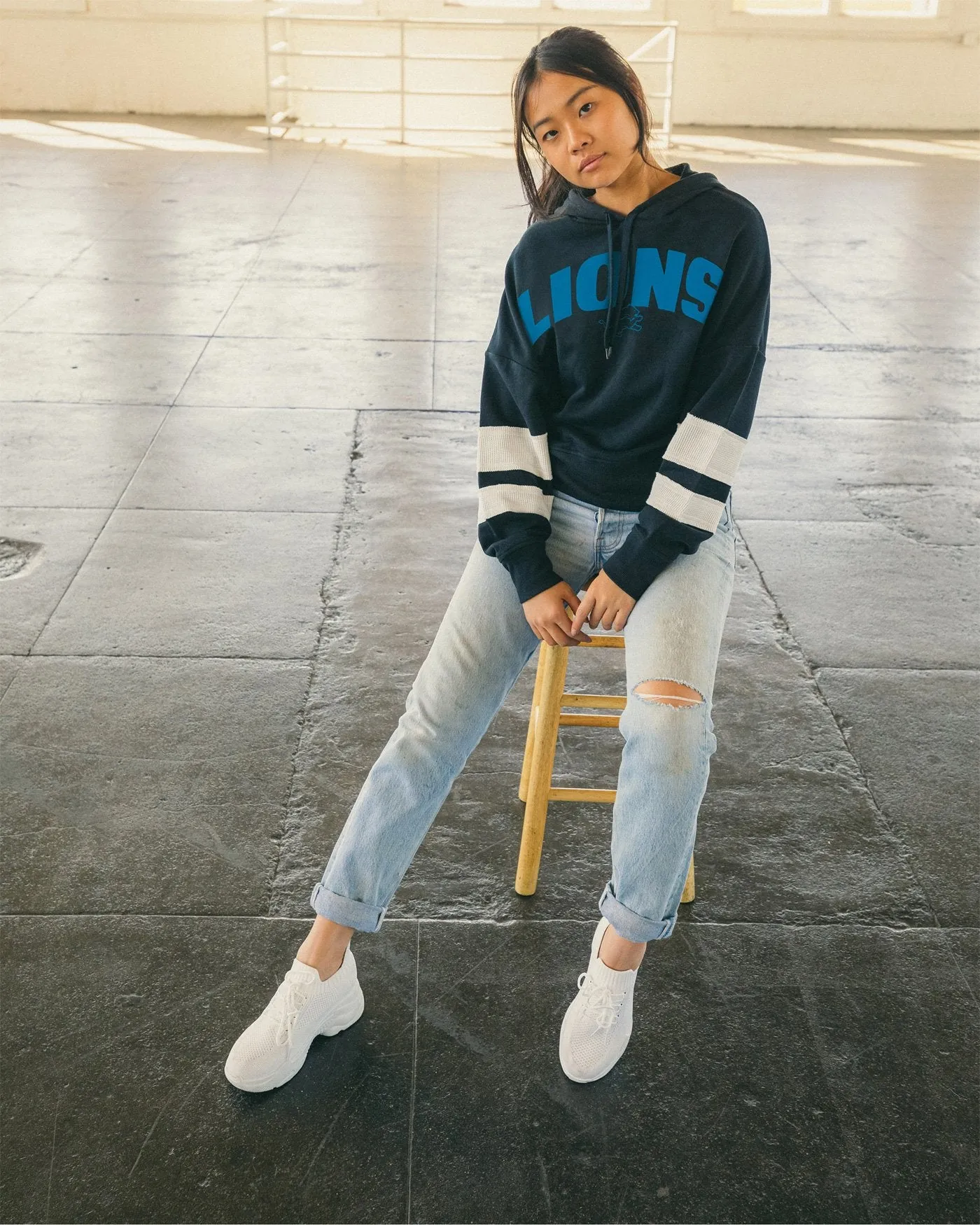 Women's NFL Lions Sideline Striped Fleece sold by Junk Food Clothing product image thumbnail 2