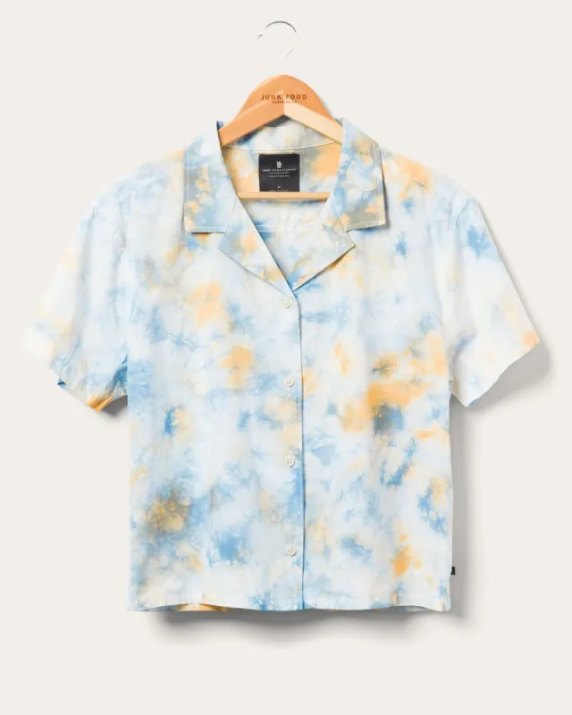 Women's Ana Cropped Tie Dye Poplin Camp Shirt sold by Junk Food Clothing