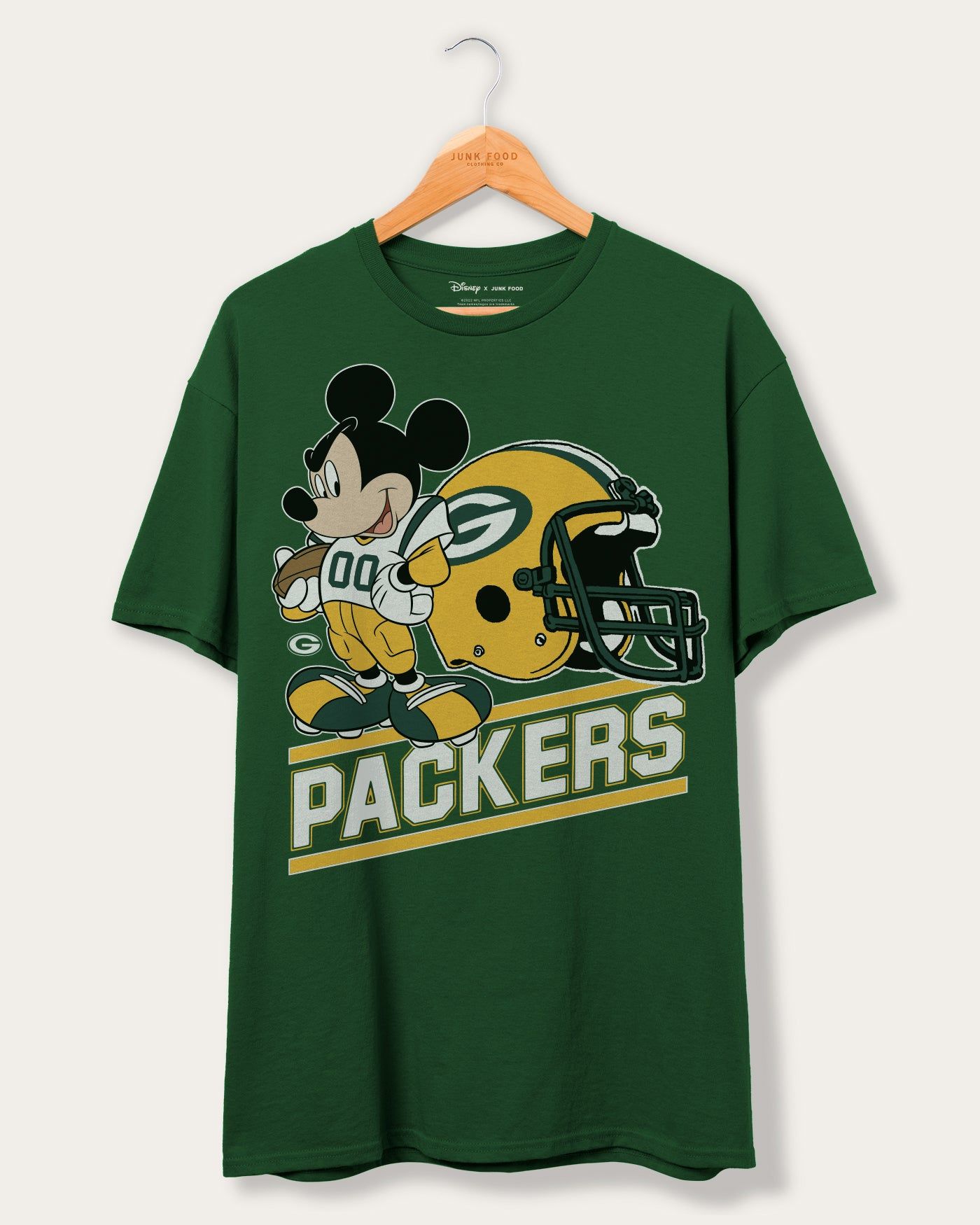 Packers Disney Mickey Came to Play Tee sold by Junk Food Clothing