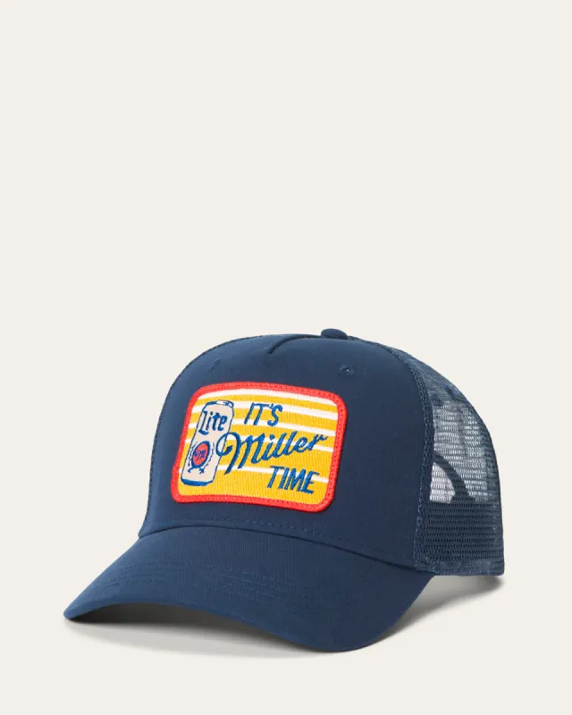 It's Miller Time Trucker Hat sold by Junk Food Clothing