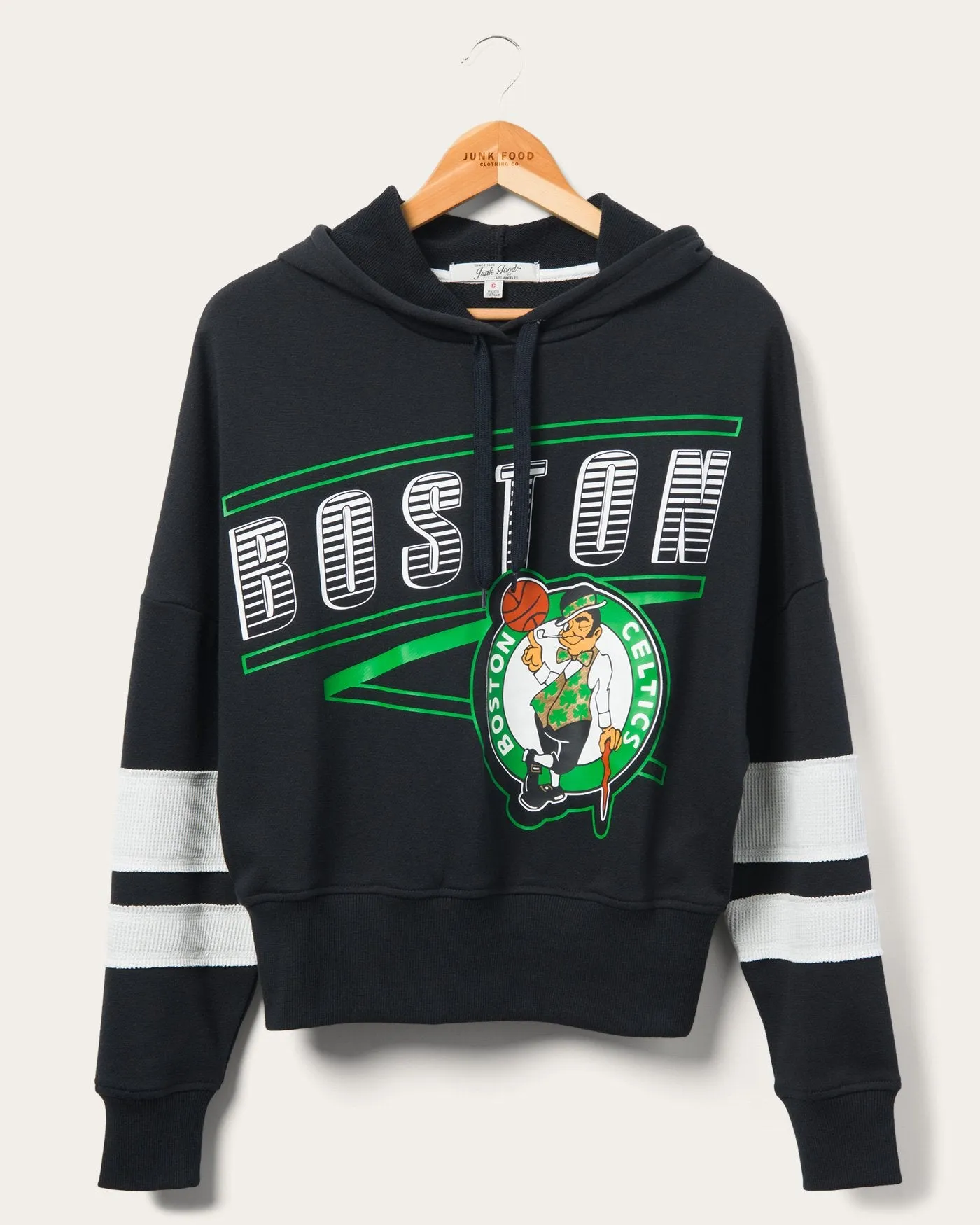 Women's Celtics Overtime Striped Fleece Hoodie sold by Junk Food Clothing