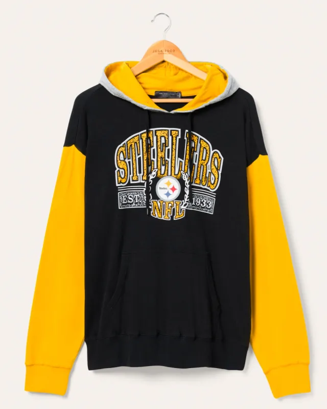 Pittsburgh Steelers Tri Color Block Hoodie sold by Junk Food Clothing