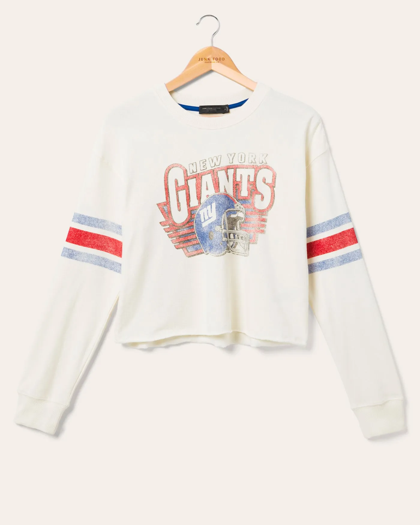 Women's New York Giants Kickoff Crop Crew Fleece sold by Junk Food Clothing