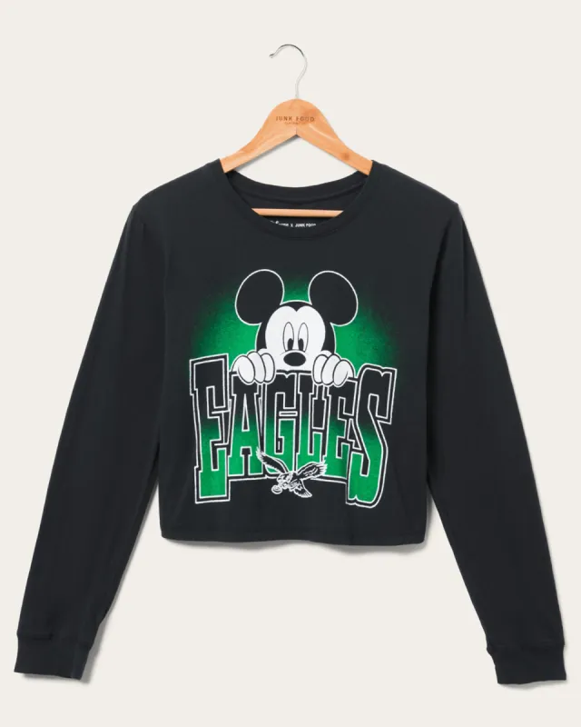 Women's Philadelphia Eagles Mickey Hang on Crop Long Sleeve sold by Junk Food Clothing