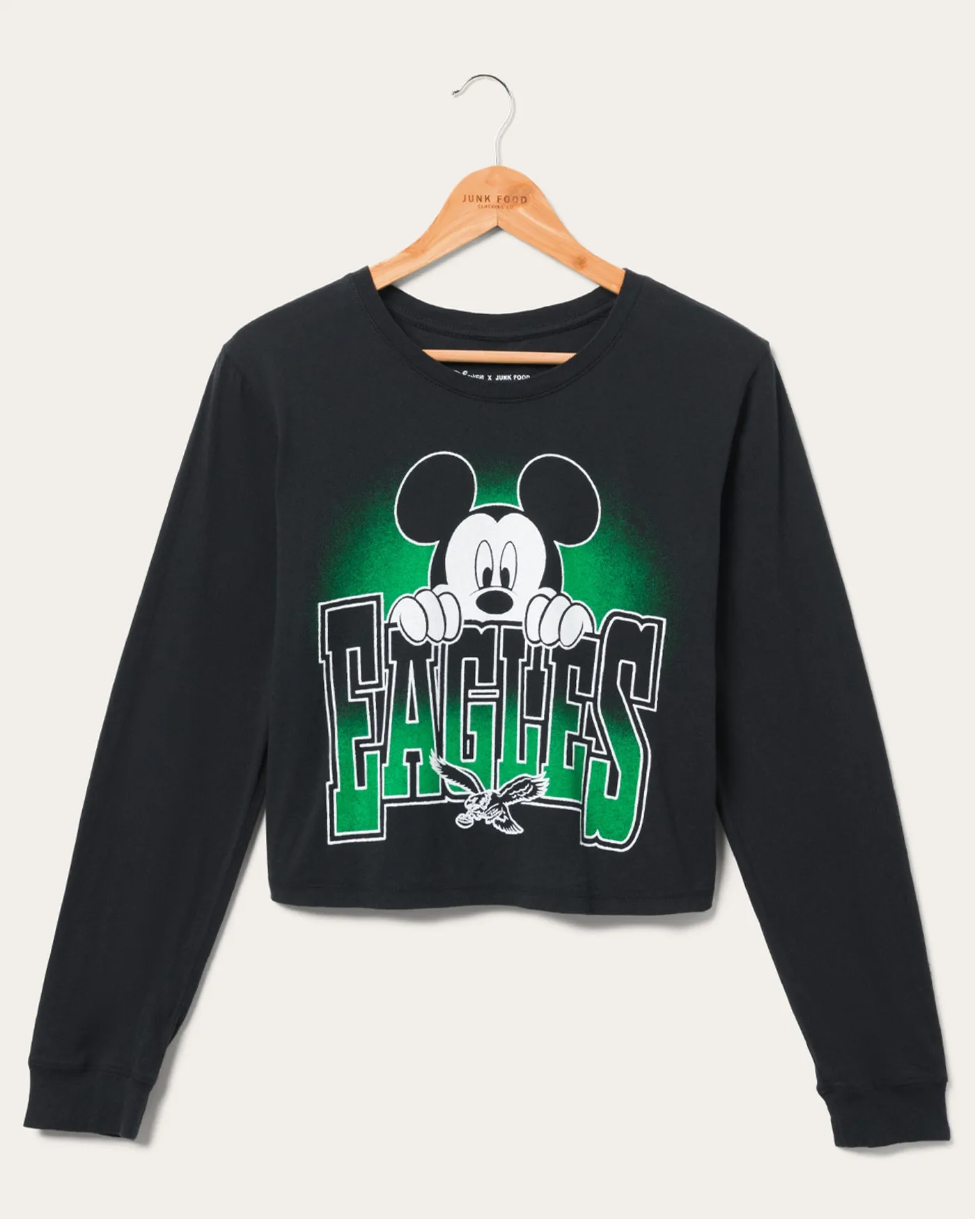 Women's Philadelphia Eagles Mickey Hang on Crop Long Sleeve sold by Junk Food Clothing