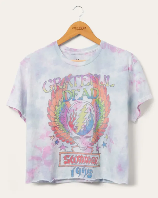 Women's Grateful Dead Winged Skull Flea Market Crop Tee made by Junk Food Clothing
