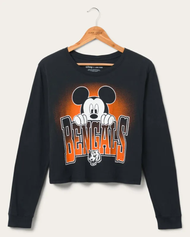 Women's Cincinnati Bengals Mickey Hang on Crop Long Sleeve sold by Junk Food Clothing