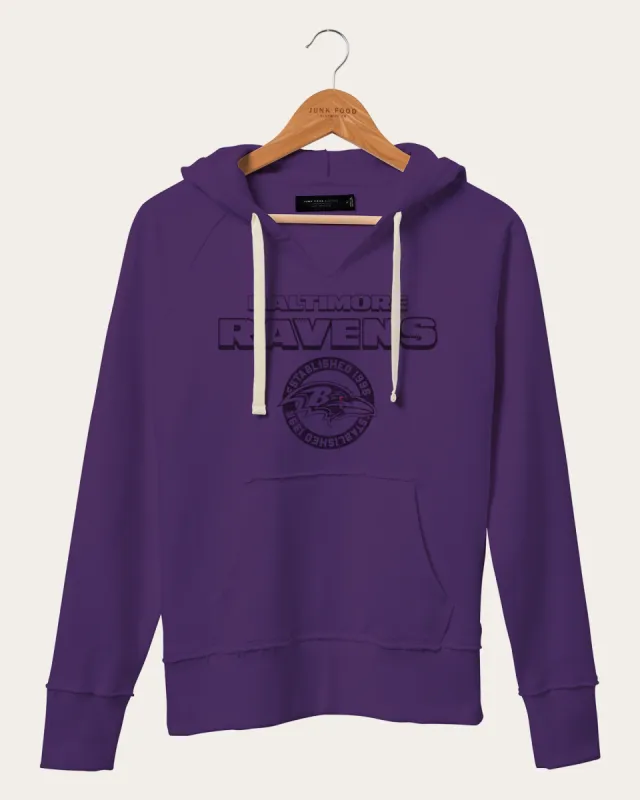 Women's NFL Baltimore Ravens Raw Edge Hoodie made by Junk Food Clothing