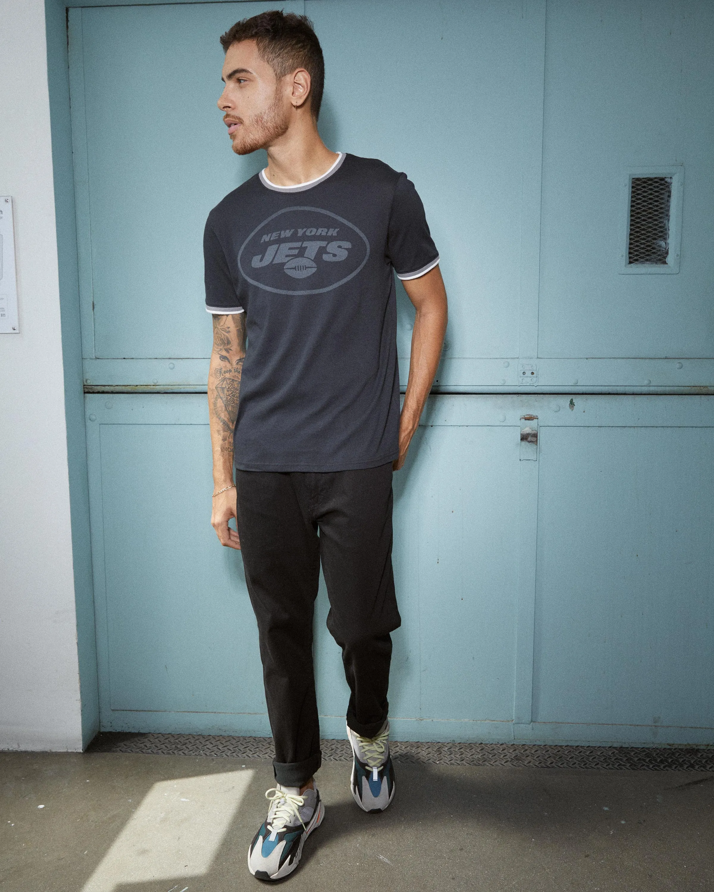 MENS JETS THROWBACK RINGER TEE sold by Junk Food Clothing product image thumbnail 2