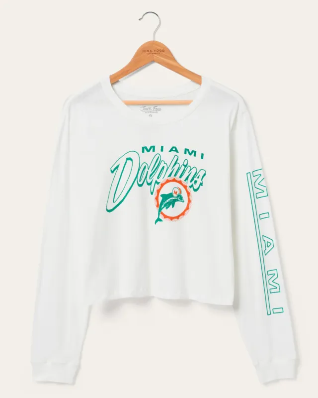 Women's Miami Dolphins Touchdown Long Sleeve Crop Tee sold by Junk Food Clothing