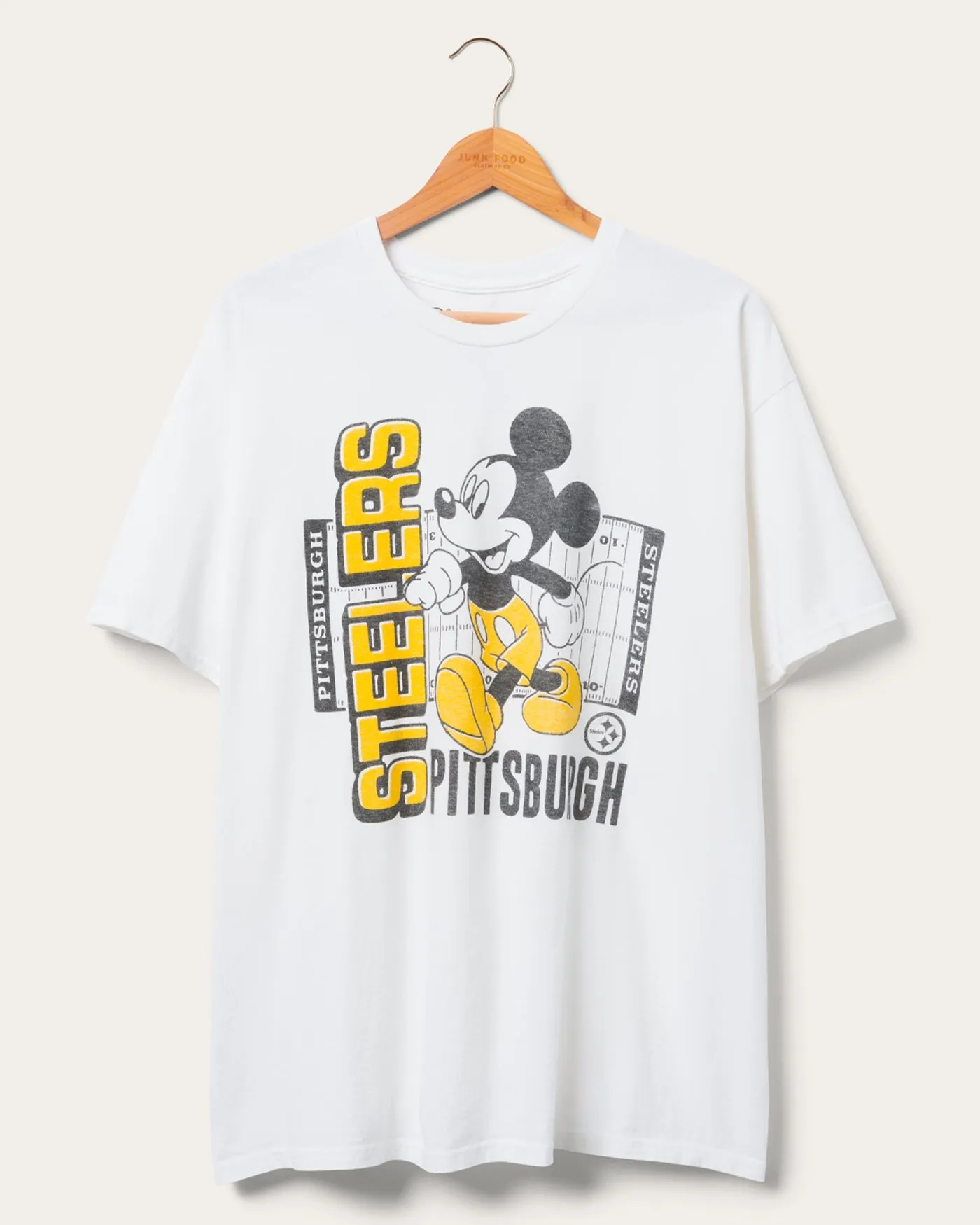 Pittsburgh Steelers Mickey Field Tee sold by Junk Food Clothing
