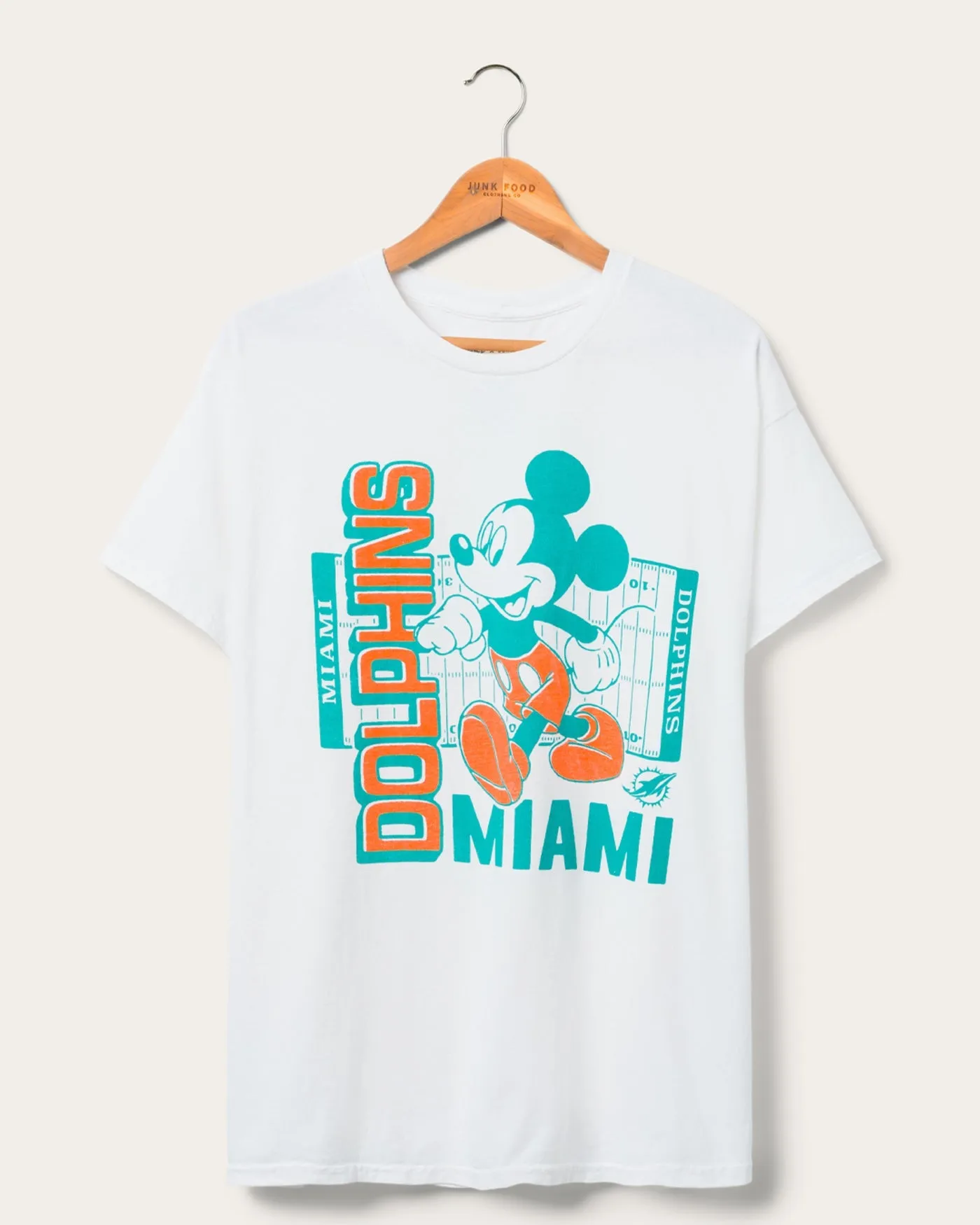 Miami Dolphins Mickey Field Tee sold by Junk Food Clothing