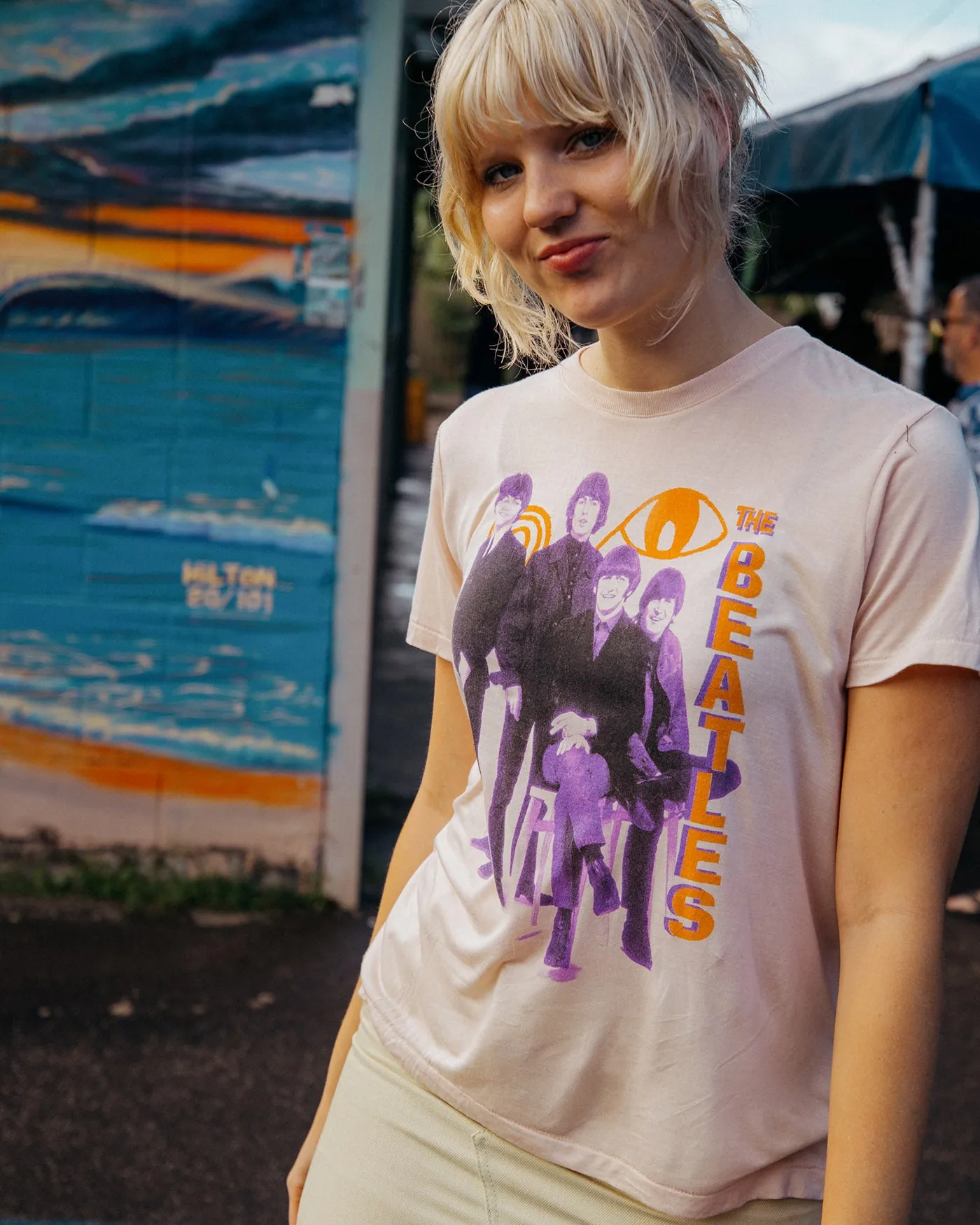 Women's The Beatles Group Vintage Tissue Tee sold by Junk Food Clothing product image thumbnail 2