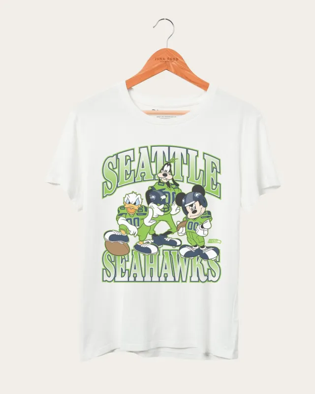 Women's Seahawks Disney Huddle Up Tee sold by Junk Food Clothing