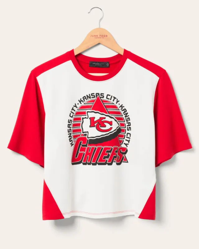 Women's Kansas City Chiefs Color Block Crop Tee sold by Junk Food Clothing
