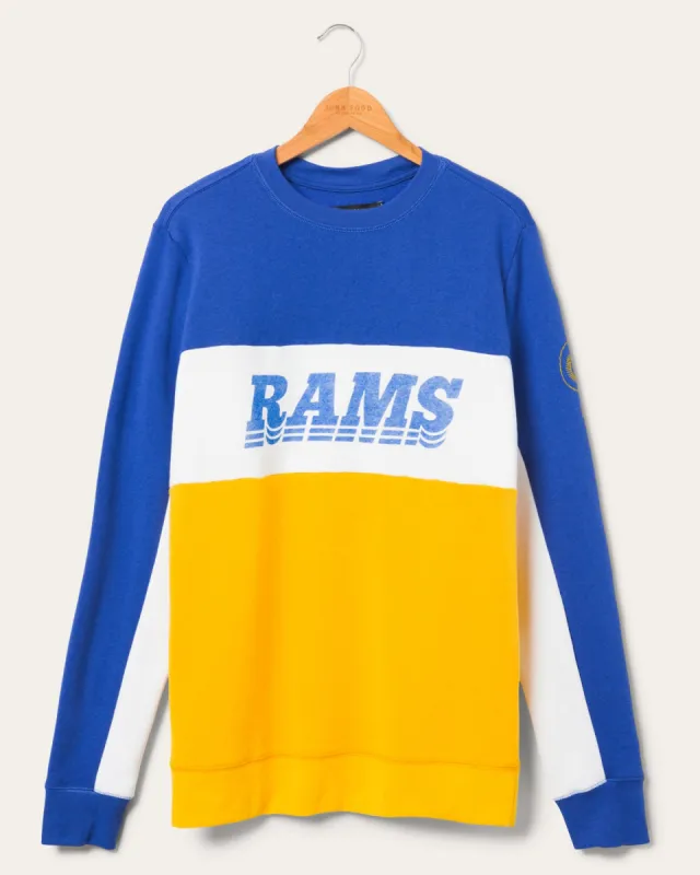 Los Angeles Rams Color Block Crew Fleece sold by Junk Food Clothing