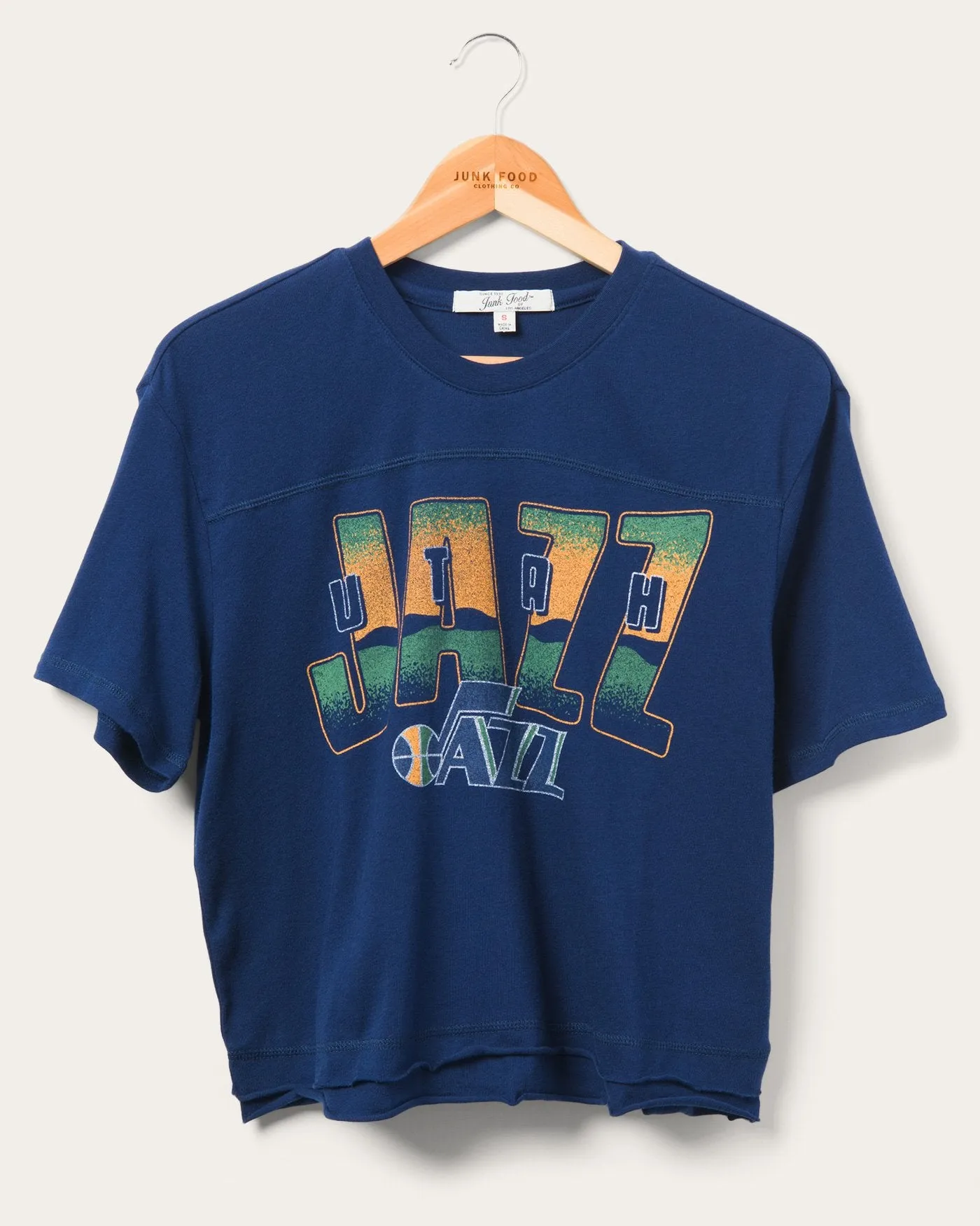 Women's Jazz Courtside Cropped Tee sold by Junk Food Clothing