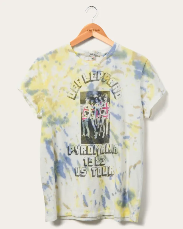 Women's Def Leppard Pyromania Tie Dye Vintage Tee sold by Junk Food Clothing